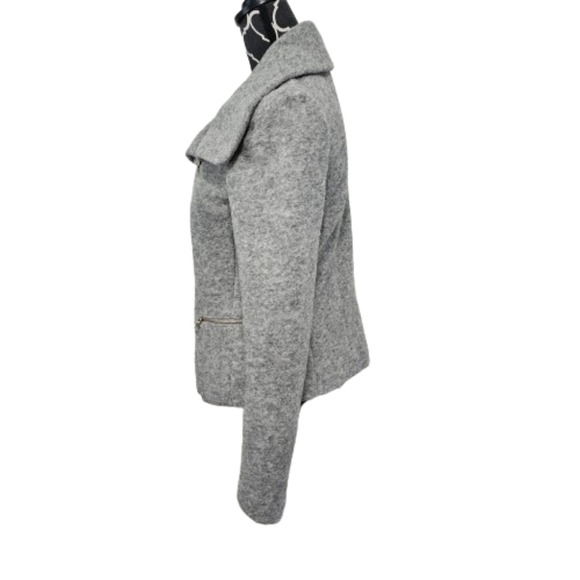 Ann Taylor Marled Gray Wool Asymmetrical Zip Moto Style Jacket - medium tall - Picture 5 of 8